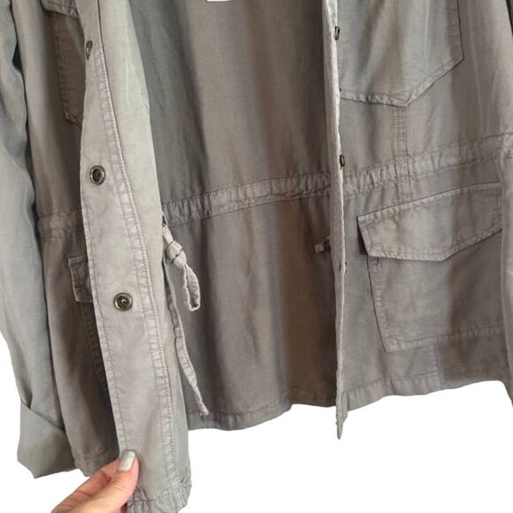 Sanctuary Gray Button Front Adjustable Waist Long Sleeve Shacket Women Sz S - Picture 9 of 11